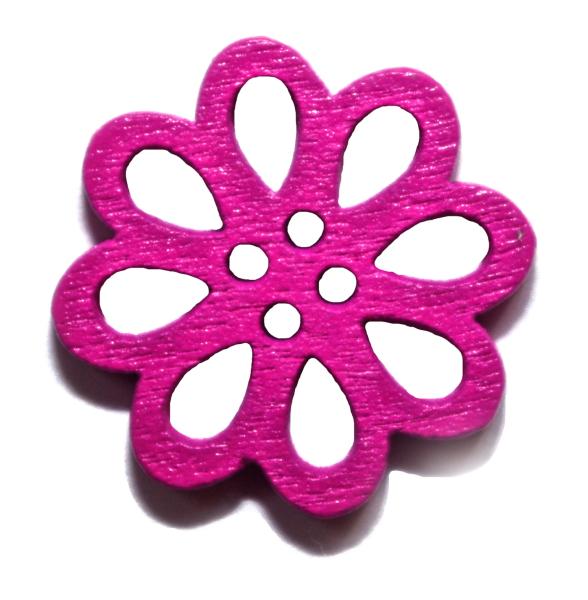 Kids button as blossom of wood in purple 20 mm 0,79 inch